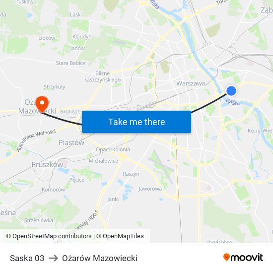 Saska 03 to Ożarów Mazowiecki map