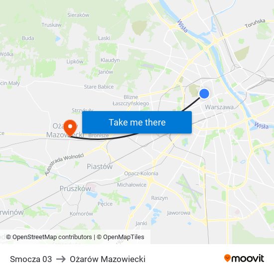 Smocza 03 to Ożarów Mazowiecki map