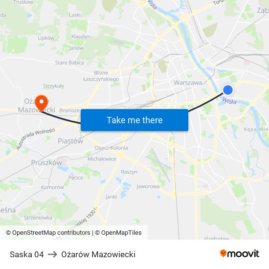 Saska 04 to Ożarów Mazowiecki map