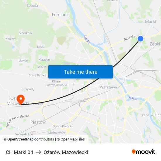 CH Marki 04 to Ożarów Mazowiecki map