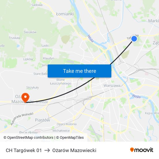 CH Targówek 01 to Ożarów Mazowiecki map