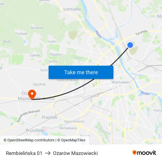 Rembielińska 01 to Ożarów Mazowiecki map