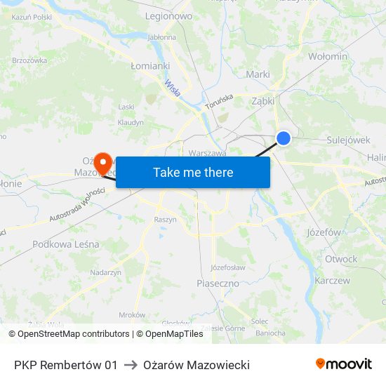 PKP Rembertów 01 to Ożarów Mazowiecki map