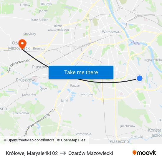 Królowej Marysieńki 02 to Ożarów Mazowiecki map