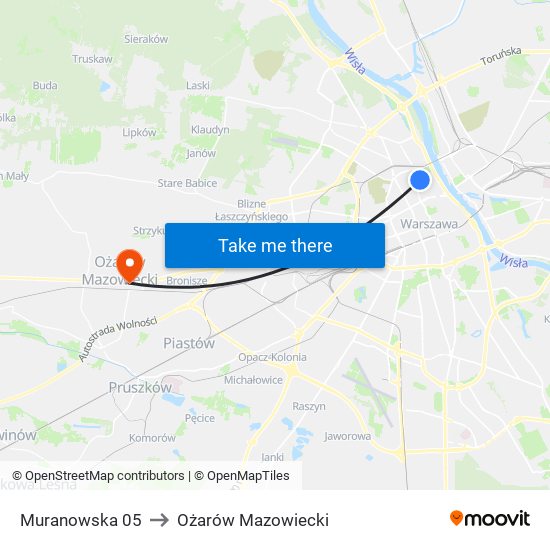 Muranowska 05 to Ożarów Mazowiecki map