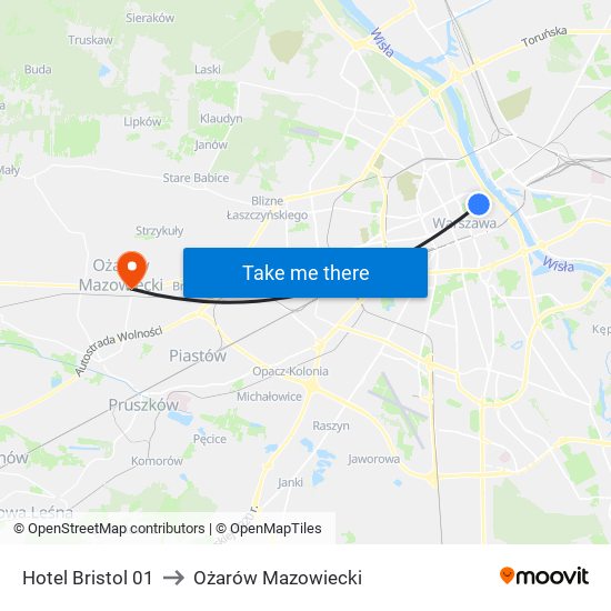 Hotel Bristol 01 to Ożarów Mazowiecki map