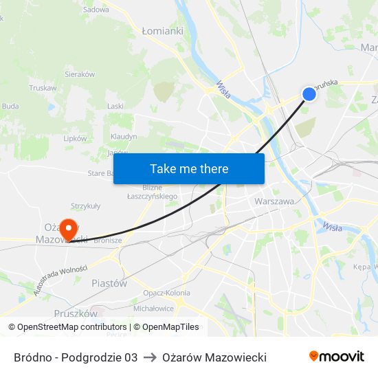 Bródno-Podgrodzie to Ożarów Mazowiecki map