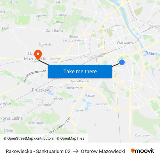 Rakowiecka - Sanktuarium 02 to Ożarów Mazowiecki map