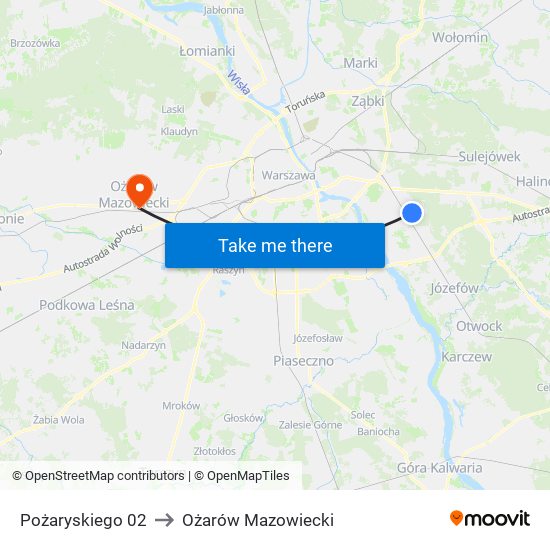 Pożaryskiego 02 to Ożarów Mazowiecki map