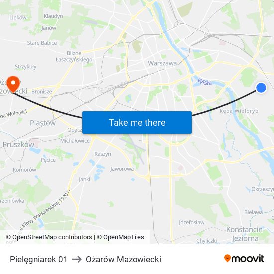 Pielęgniarek to Ożarów Mazowiecki map