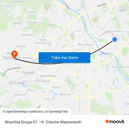 Wspólna Droga 01 to Ożarów Mazowiecki map