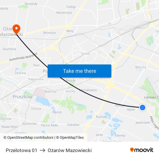 Przelotowa to Ożarów Mazowiecki map