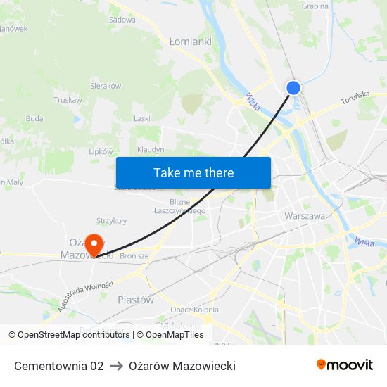 Cementownia 02 to Ożarów Mazowiecki map