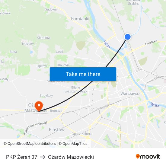 PKP Żerań to Ożarów Mazowiecki map