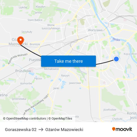 Goraszewska 02 to Ożarów Mazowiecki map