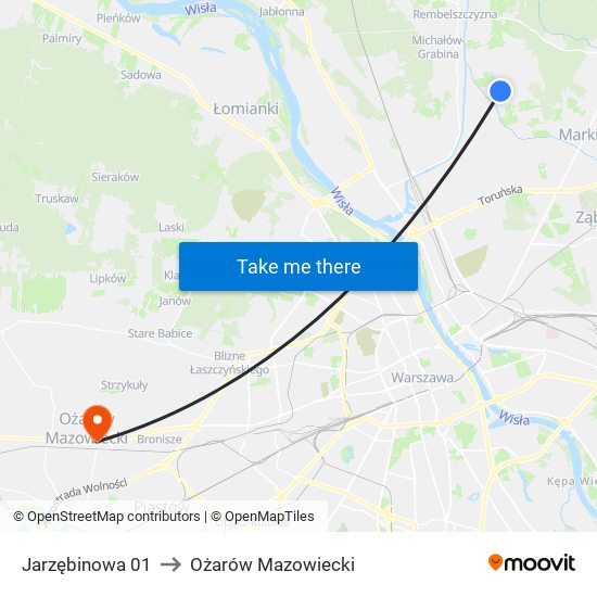 Jarzębinowa 01 to Ożarów Mazowiecki map