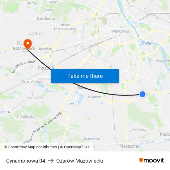 Cynamonowa 04 to Ożarów Mazowiecki map