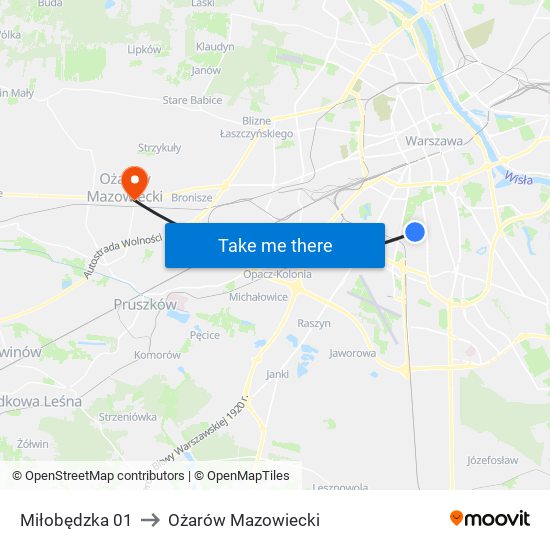 Miłobędzka 01 to Ożarów Mazowiecki map