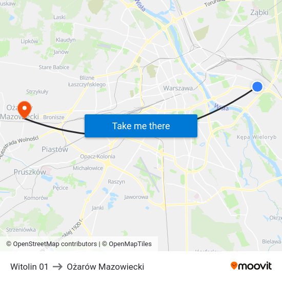 Witolin to Ożarów Mazowiecki map