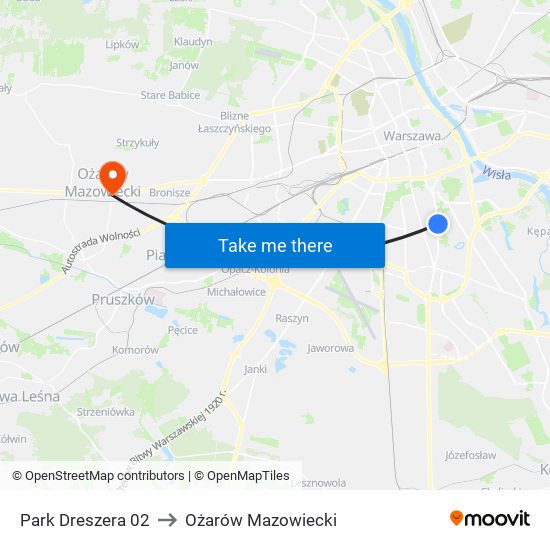 Park Dreszera 02 to Ożarów Mazowiecki map