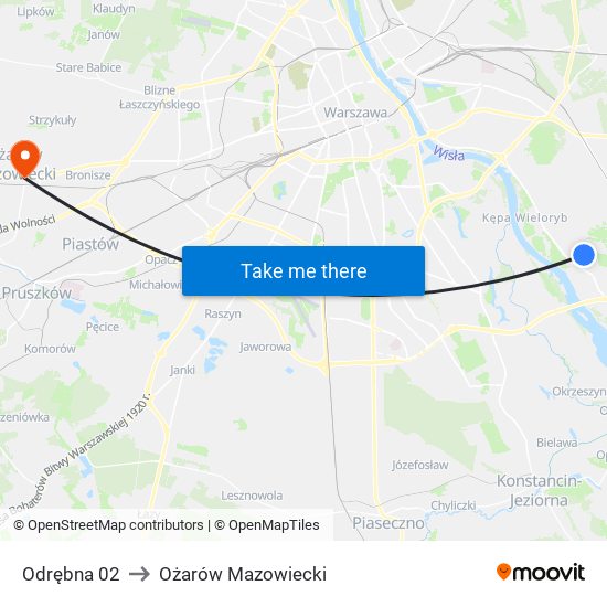 Odrębna 02 to Ożarów Mazowiecki map