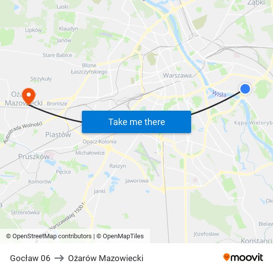 Gocław to Ożarów Mazowiecki map