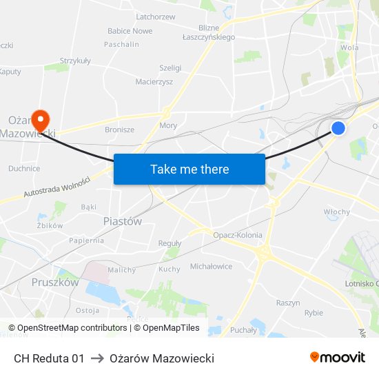 CH Reduta 01 to Ożarów Mazowiecki map