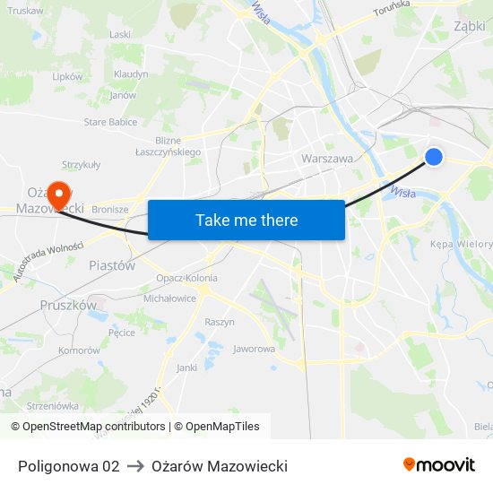 Poligonowa 02 to Ożarów Mazowiecki map