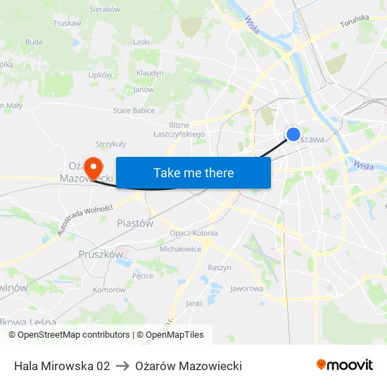 Hala Mirowska 02 to Ożarów Mazowiecki map