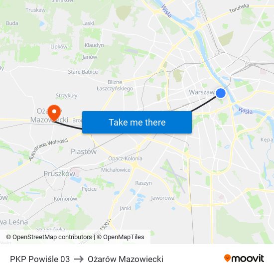 PKP Powiśle to Ożarów Mazowiecki map