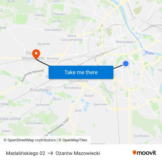 Madalińskiego 02 to Ożarów Mazowiecki map