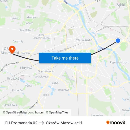 CH Promenada 02 to Ożarów Mazowiecki map