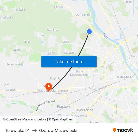 Tułowicka 01 to Ożarów Mazowiecki map