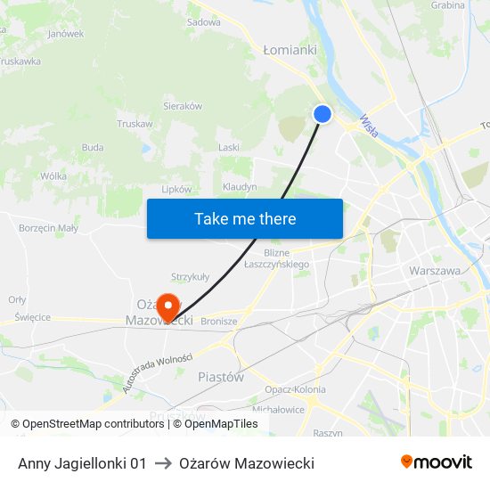 Anny Jagiellonki to Ożarów Mazowiecki map