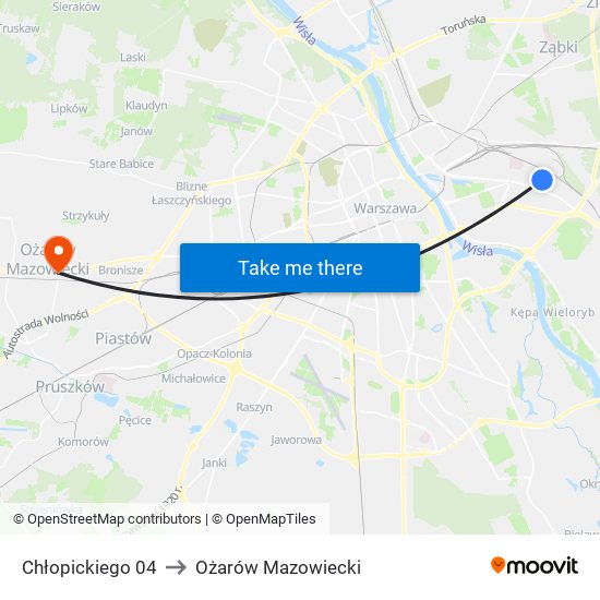 Chłopickiego 04 to Ożarów Mazowiecki map