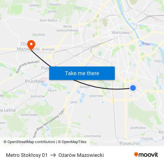 Metro Stokłosy to Ożarów Mazowiecki map