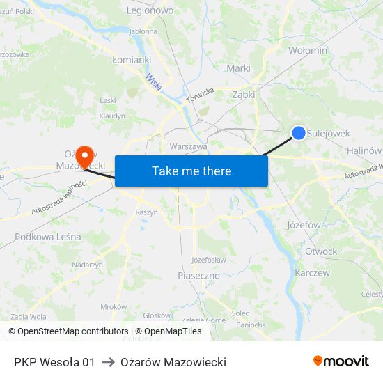 PKP Wesoła to Ożarów Mazowiecki map