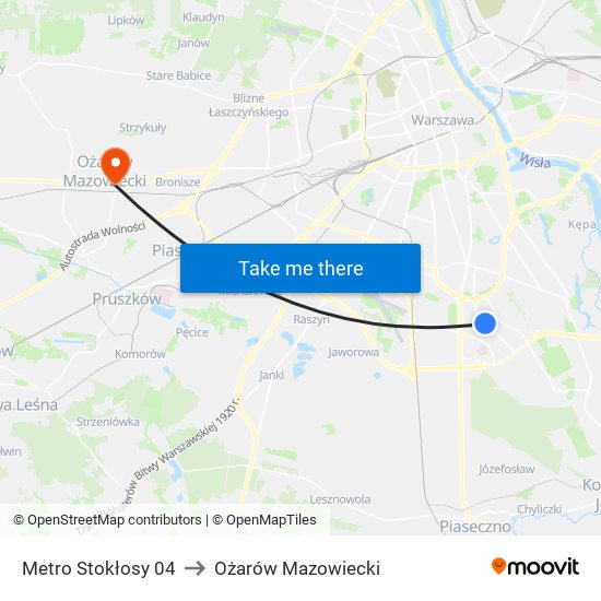 Metro Stokłosy 04 to Ożarów Mazowiecki map