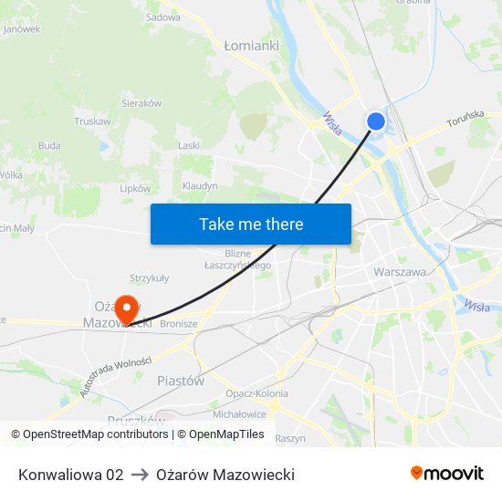 Konwaliowa 02 to Ożarów Mazowiecki map