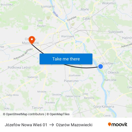 Józefów Nowa Wieś 01 to Ożarów Mazowiecki map