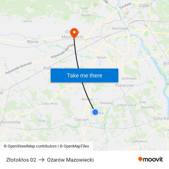 Złotokłos 02 to Ożarów Mazowiecki map