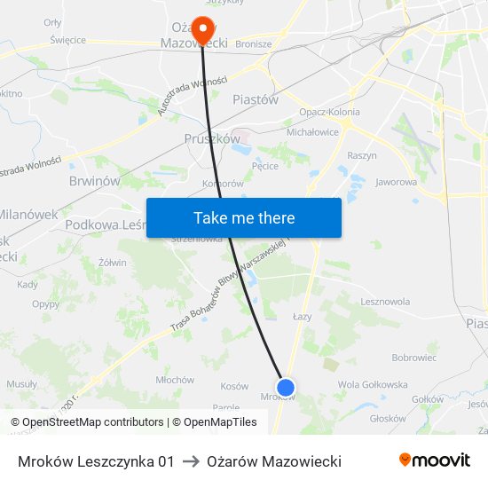 Mroków Leszczynka 01 to Ożarów Mazowiecki map