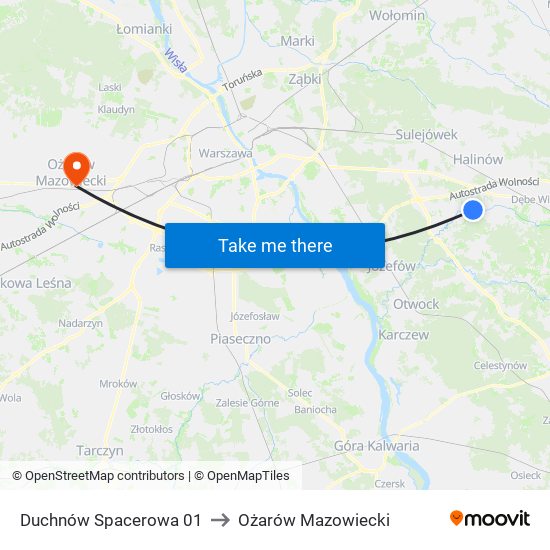 Duchnów Spacerowa 01 to Ożarów Mazowiecki map