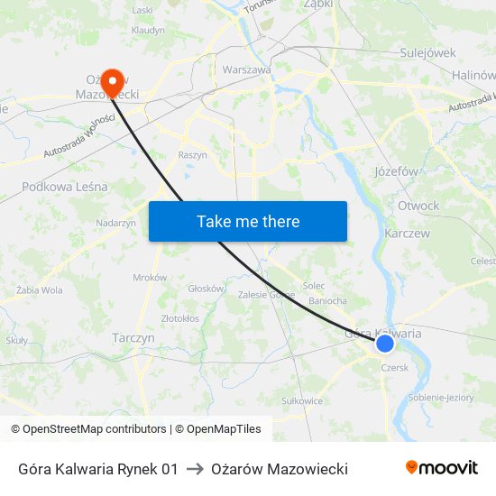 Góra Kalwaria Rynek to Ożarów Mazowiecki map