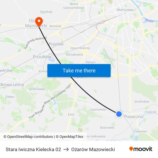 Stara Iwiczna Kielecka to Ożarów Mazowiecki map