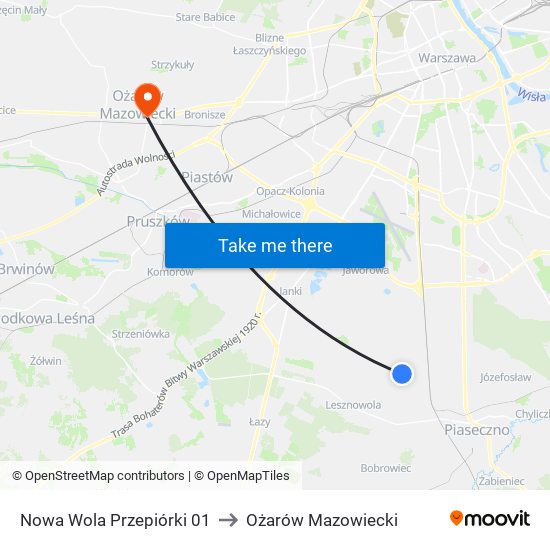 Nowa Wola Przepiórki 01 to Ożarów Mazowiecki map