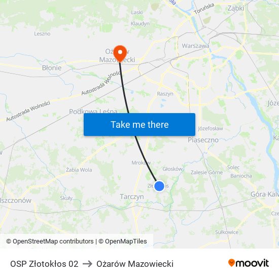 OSP Złotokłos to Ożarów Mazowiecki map