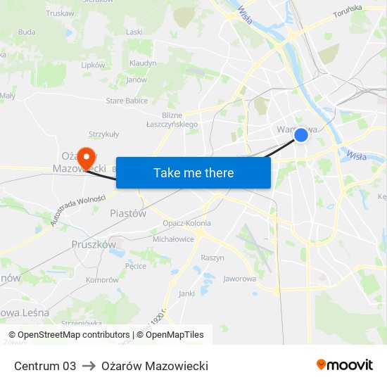 Centrum 03 to Ożarów Mazowiecki map