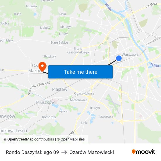 Rondo Daszyńskiego 09 to Ożarów Mazowiecki map