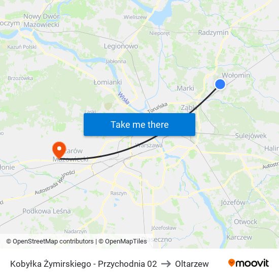 Kobyłka Żymirskiego - Przychodnia 02 to Oltarzew map